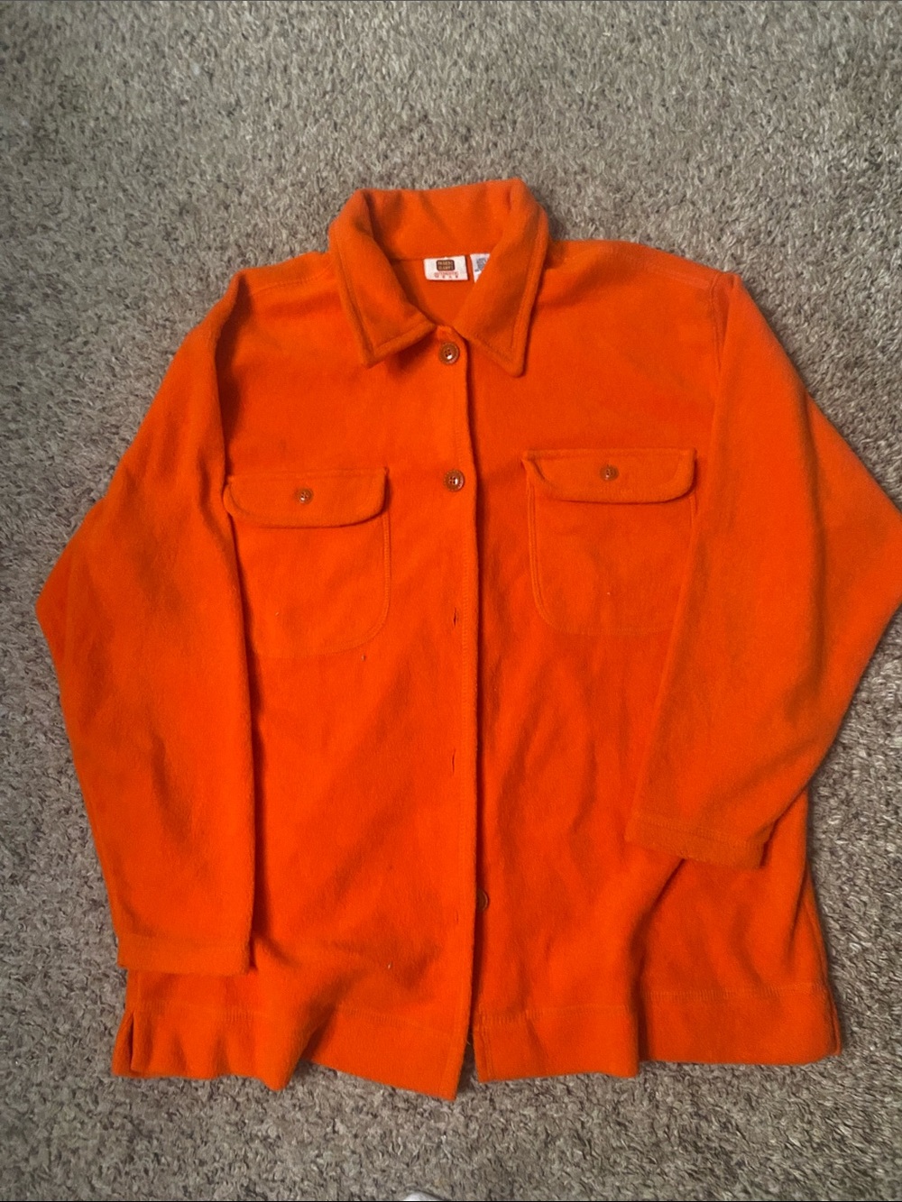 Vintage 90’s Faded Glory Vibrant Orange Fleece Shirt Jacket Shacket